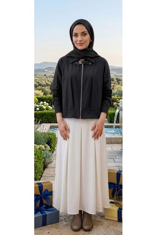 26Y32452 CEKET ÖNÜ FERMUARLI ASTARSIZ